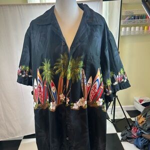 Favant Designed In Hawaii Black Hawaiian Men’s Shirt 100% Cotton